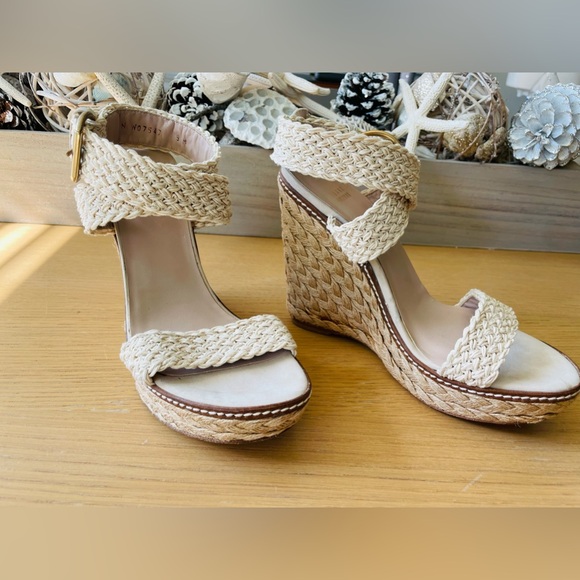 STUART WEITZMAN JUTE WEDGE SANDALS SIZE 9M - Picture 4 of 16